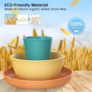 GPED 48 Pcs Wheat Straw Dinnerware ...