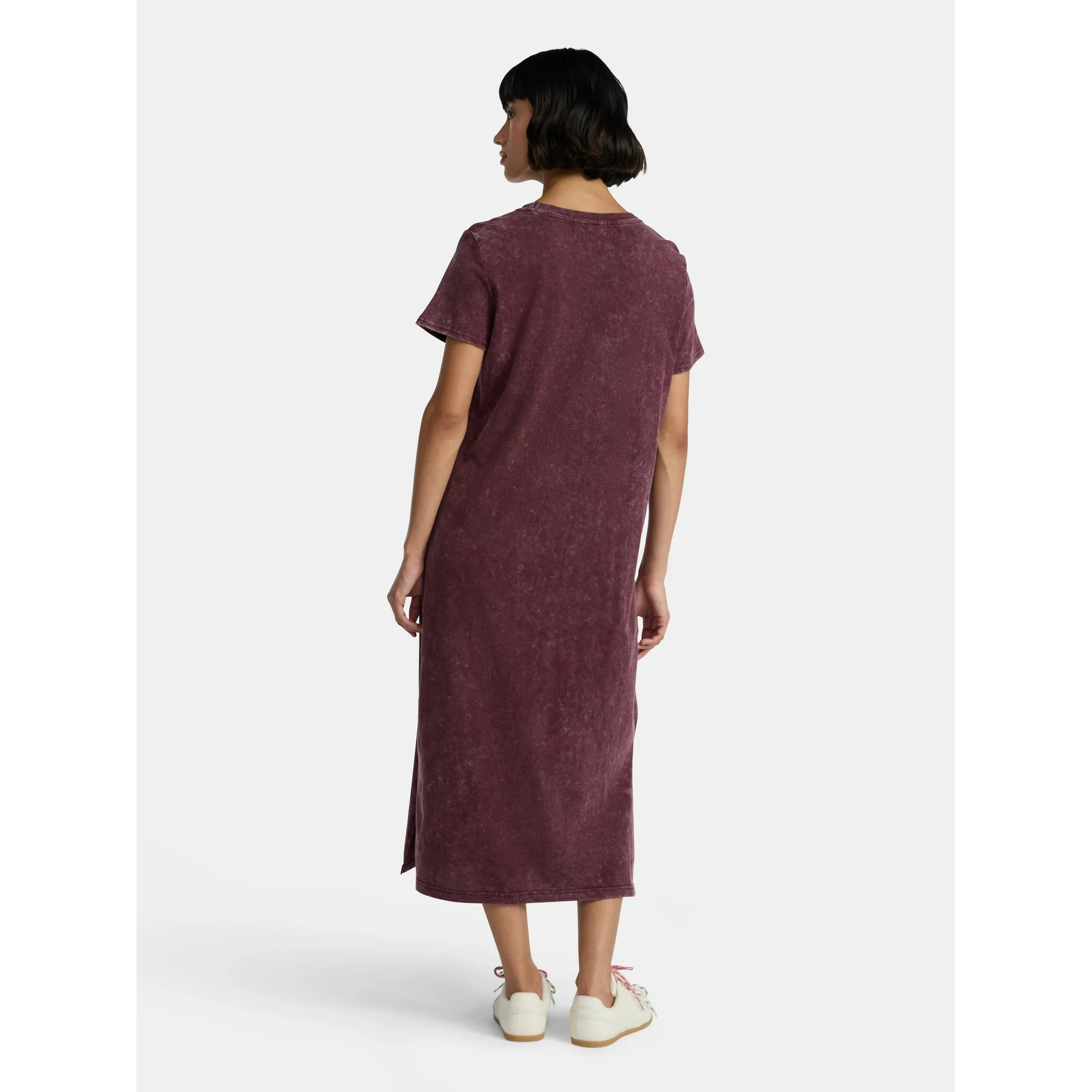 Time and Tru Women's Cotton Midi T-Shirt Dress with Short Sleeves, Sizes XS-XXXL - Image 3
